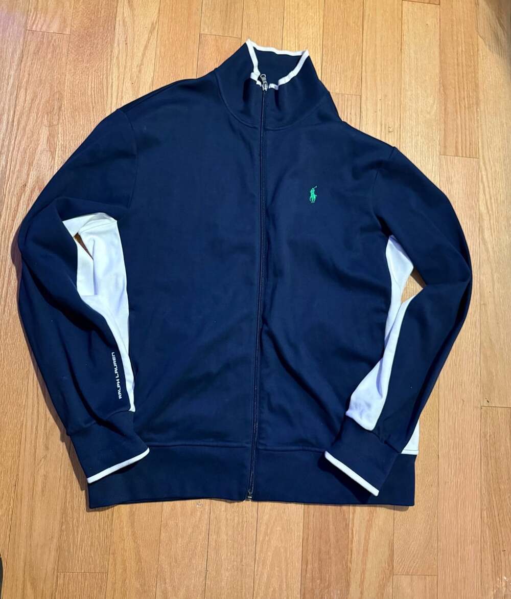 Polo Ralph Lauren Track Jacket Size L Navy Blue White Full Zip